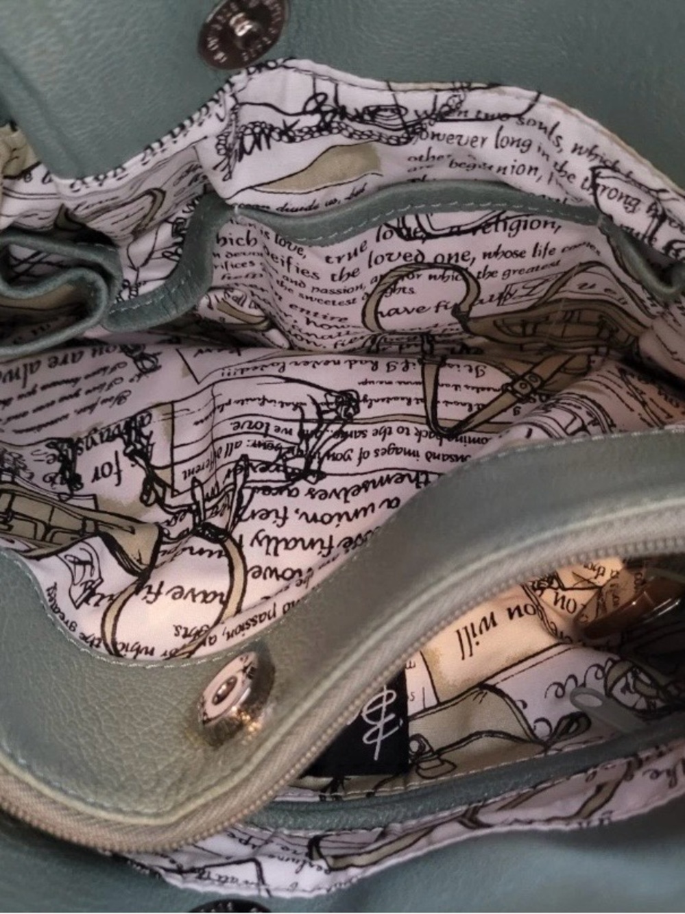 Barr + Barr NY Leather Shoulder Tote Bag Seafoam Green - Picture 15 of 16